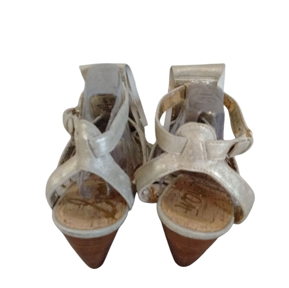 Sam Edelman Sandra Metallic Fringed Wedge Sandals Size 7.5 - Picture 6 of 11